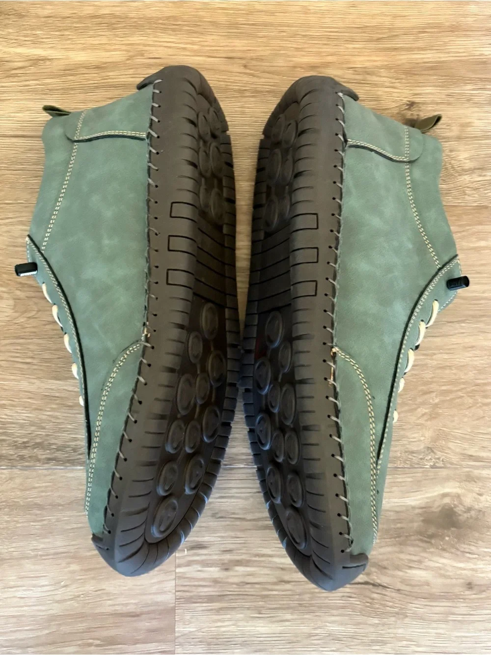 Salkin USA Green Faux Suede Casual Slip-On Walking Shoes with Zipper size 12